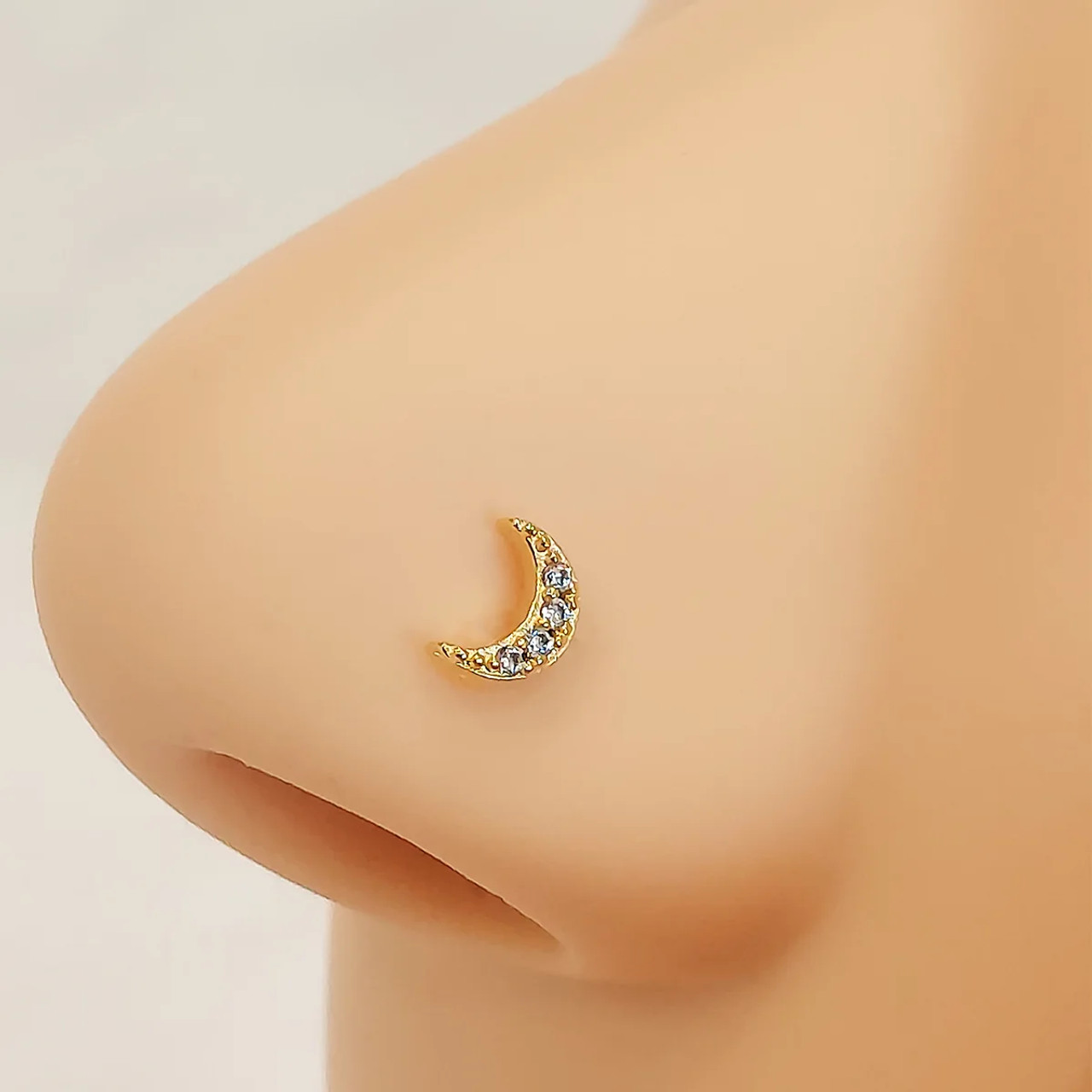 Amazon.com: OUFER 925 Sterling Silver Nose Stud, Bone L Screw Shaped Nose  Rings, 20G Nostril Solid 2mm Round CZ Nose Piercing Jewelry for Women Men :  Handmade Products